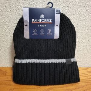 NWT Two Rainforest Knit Beanies - Black & Gray